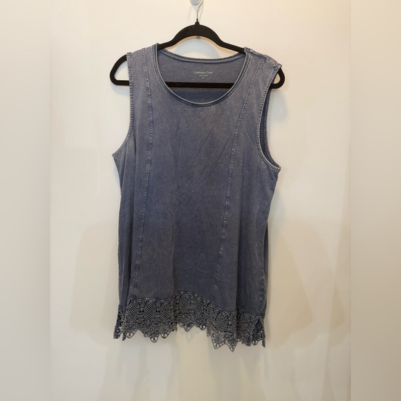 Coldwater Creek Dresses & Skirts - Coldwater Creek Cotton Sleeveless Dress with Lace Hem -‎ Size XL